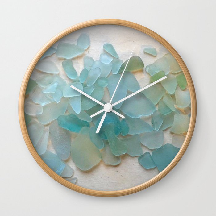 Ocean Hue Sea Glass Wall Clock By Coastalwhims Society6