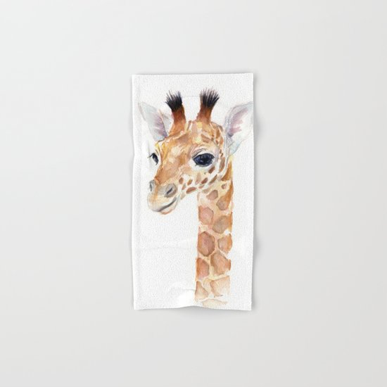 Baby Giraffe Cute Animal Watercolor Hand & Bath Towel