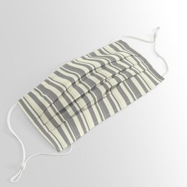 [ Thumbnail: Gray & Beige Colored Striped/Lined Pattern Face Mask ]