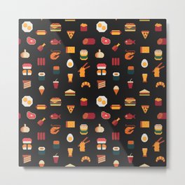 Food seamless pixel art pattern,fabric textures,isolated Fast food,seafood,meat,rolls and sushi. Metal Print | Art, Cuisine, Abstract, Cartoon, Retro, Egg, Food, Graphicdesign, Pixel, Illustration 