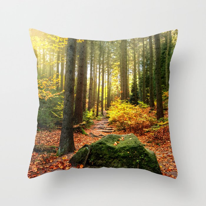 Path Through The Trees - Landscape Nature Photography Throw Pillow