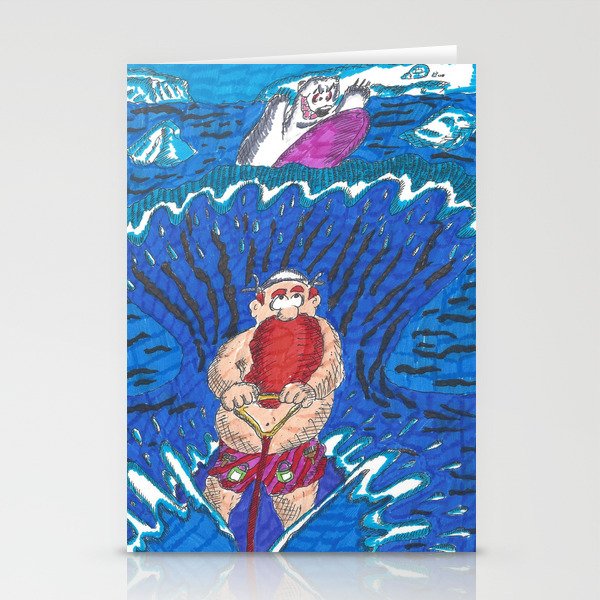 Water Ski Pursued By A Surfing Bear Stationery Cards By