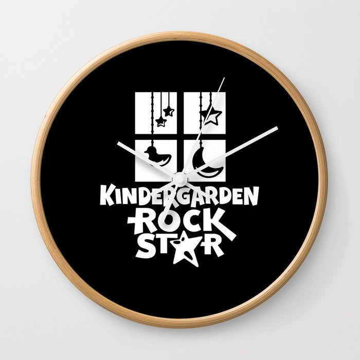 Kindergarten Rock Star Cute Childrens Illustration Wall Clock