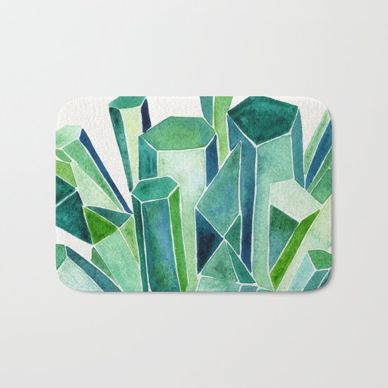 Emerald Watercolor Bath Mat