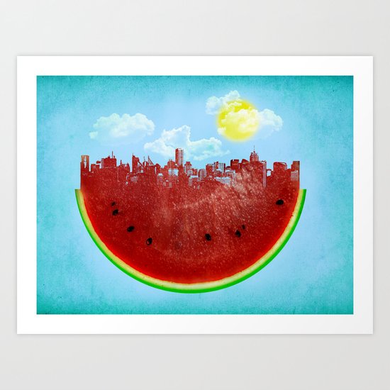 Watermelon City Art Print