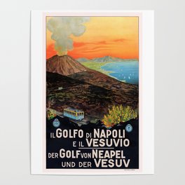 1930 ITALY Gulf of Naples and Mount Vesuvius Poster Poster