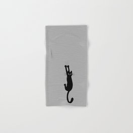 Black Cat Hanging On | Funny Cat Hand & Bath Towel