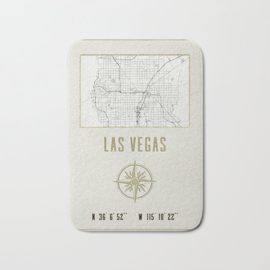 Las Vegas Nevada - Vintage Map and Location Bath Mat