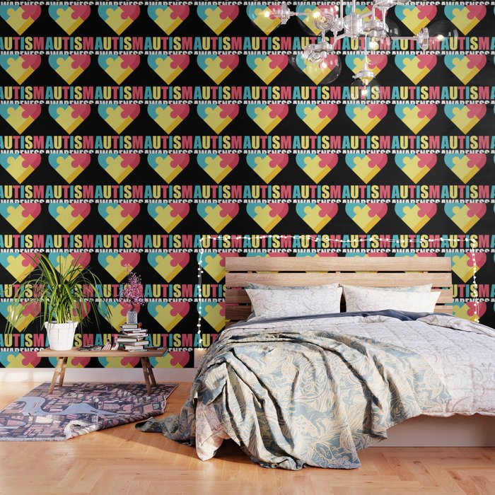 Autism Awareness Colorful Heart Print Gift For Mom Wallpaper By