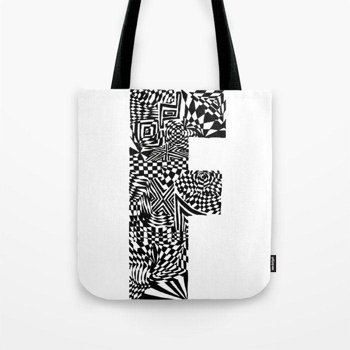 Alphabet Letter F Impact Bold Abstract Pattern (ink drawing) Tote Bag