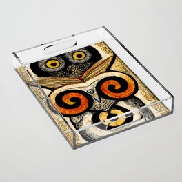Owl, in the style of Book of Kells Acrylic Tray