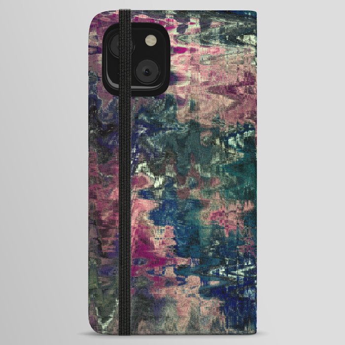 Distorted Psychedelic Artwork In Nature Tones iPhone Wallet Case