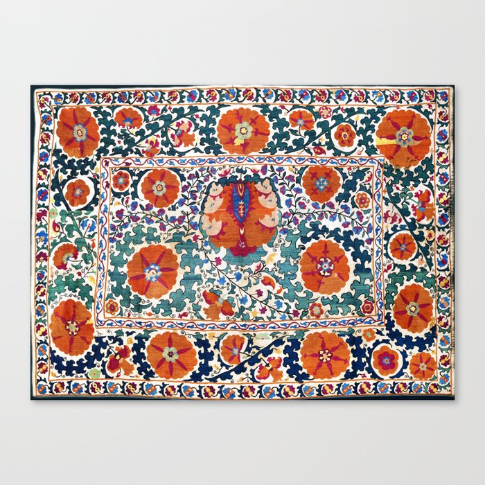 Shakhrisyabz Suzani Uzbekistan Antique Embroidery Print Canvas Print
