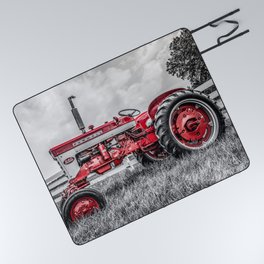 IH 240 Side View Selective Red Farmall Tractor Picnic Blanket