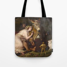 Scene from A Midsummer Night's Dream. Titania and Bottom by Edwin Henry Landseer (1848) Tote Bag