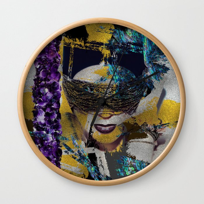 Abstract Art Composition Female Face Wall Clock By K9printart