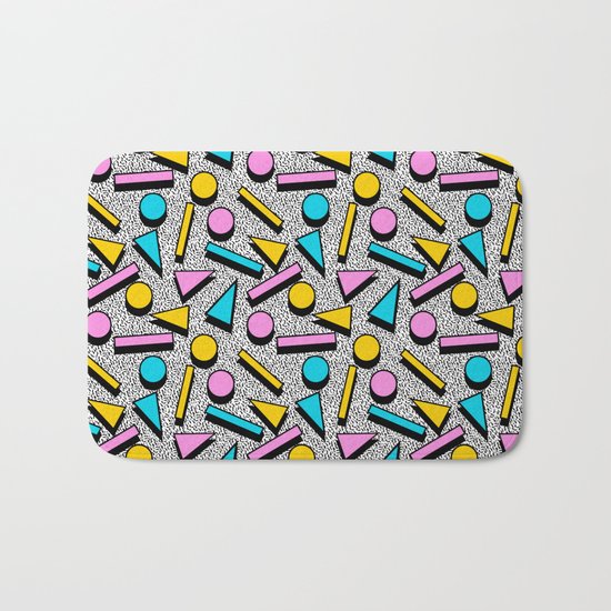 Dig It - memphis throwback retro neon cool rad pattern dorm college hipster neon squiggle abstract Bath Mat