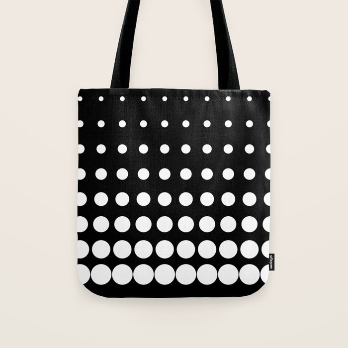 White Spots On Black Tote Bag by PodArtist Society6
