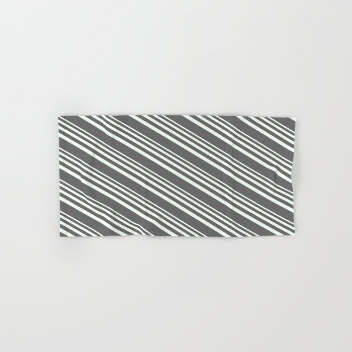 Mint Cream & Dim Gray Colored Pattern of Stripes Hand & Bath Towel