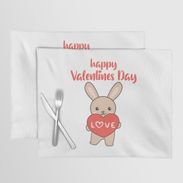 Bunny For Valentine's Day Cute Animals With Hearts Placemat