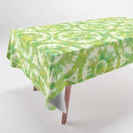 Mojito dance. Watercolor seamless pattern of green and yellow colors in Tie-Dye style Tablecloth
