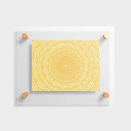Spiral Mandala (Yellow Golden) Curve Round Rainbow Pattern Unique Minimalistic Vintage Zentangle Floating Acrylic Print