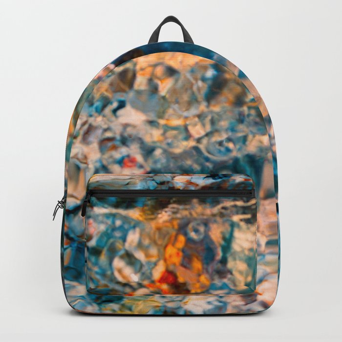 Oceanic Symphony: Liquid Blue Paint Abstraction Backpack