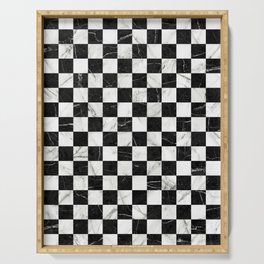 Marble Checkerboard Pattern - Black and White Serving Tray