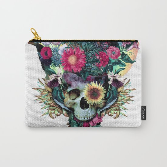 Floral Skull Vivid V Carry-All Pouch