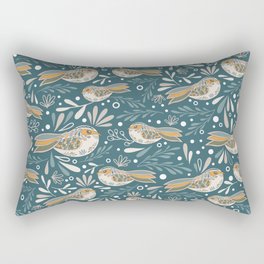 Whippoorwill Bird on Teal Rectangular Pillow