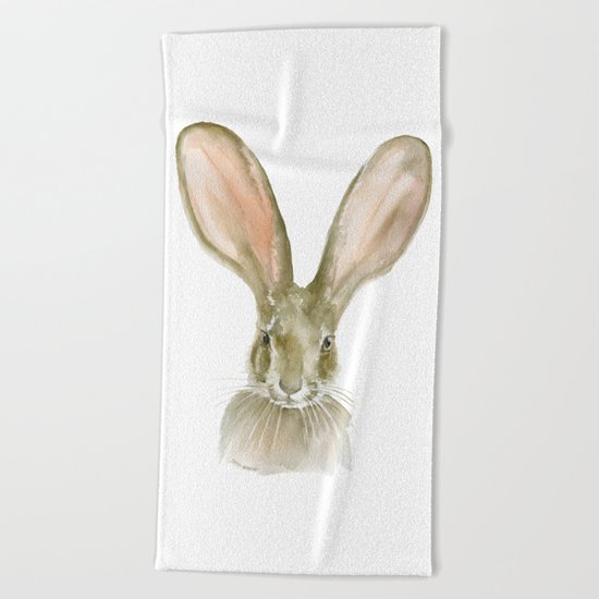 Jack Rabbit Watercolor Beach Towel