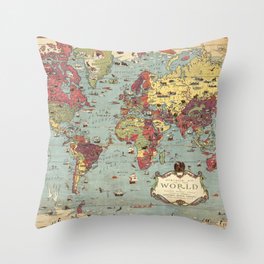 1931 Vintage Map of the World Throw Pillow
