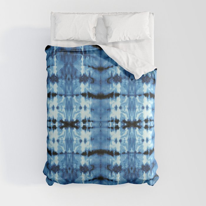 Indigo Satin Shibori Comforter