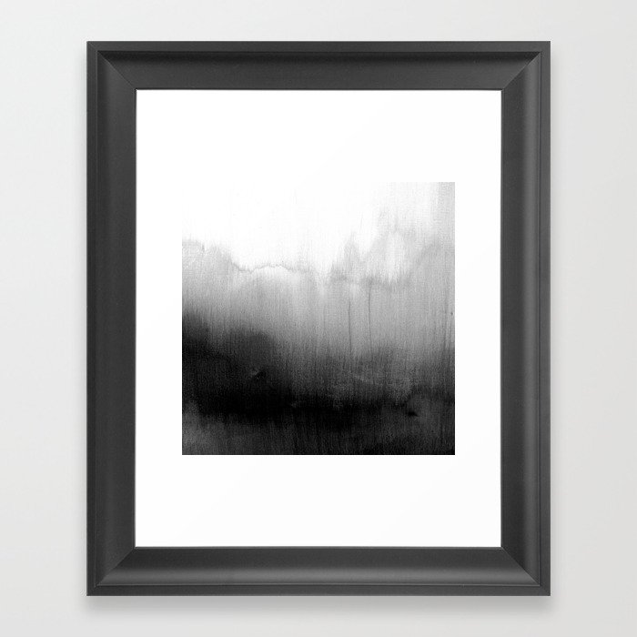 Modern Black and White Watercolor Gradient Framed Art Print