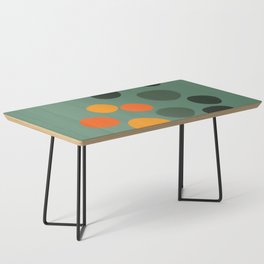 Minimalistic Colorful Dot Art Design Pattern on Green Coffee Table