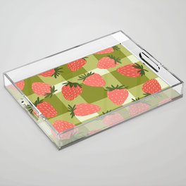 Strawberries and Gingham  Acrylic Tray
