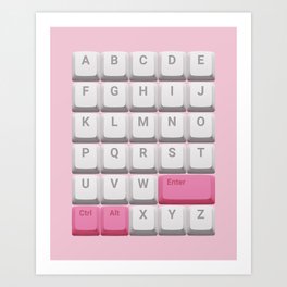Keyboard Alphabet (Pink) Art Print