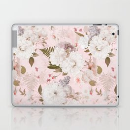 Blush And White Vintage Botanical Spring Flowers And Forest Garden Laptop Skin
