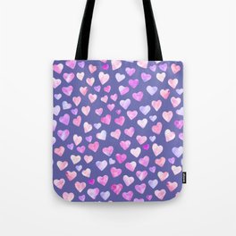 watercolor hearts in pastel pink, lilac and blues Tote Bag