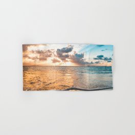 sunset sky over ocean - beach with sunset sky horizon Hand & Bath Towel