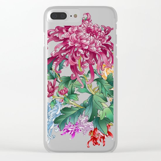 Oriental Flowers Clear iPhone Case