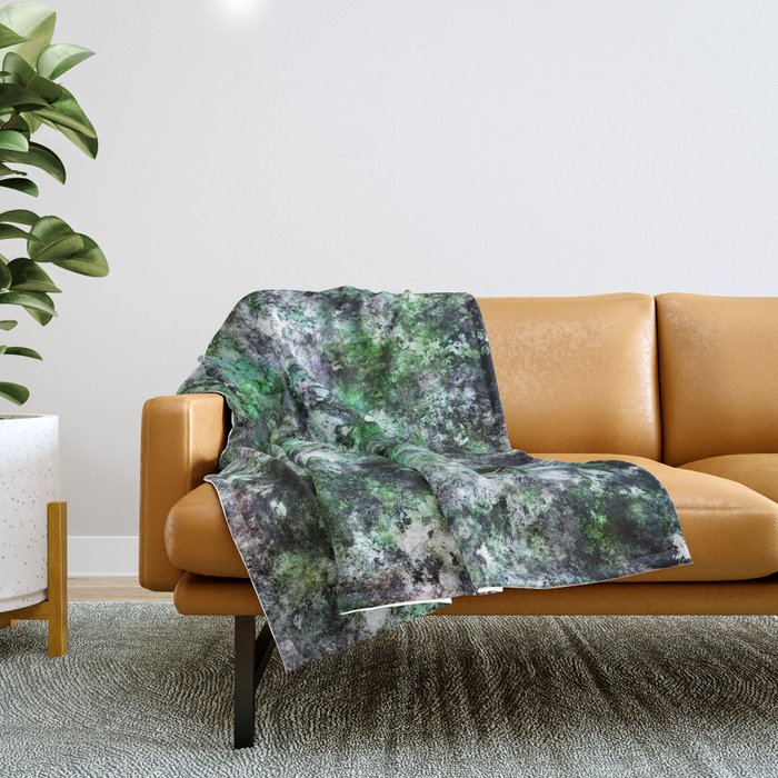 Granite moss and ice Throw Blanket