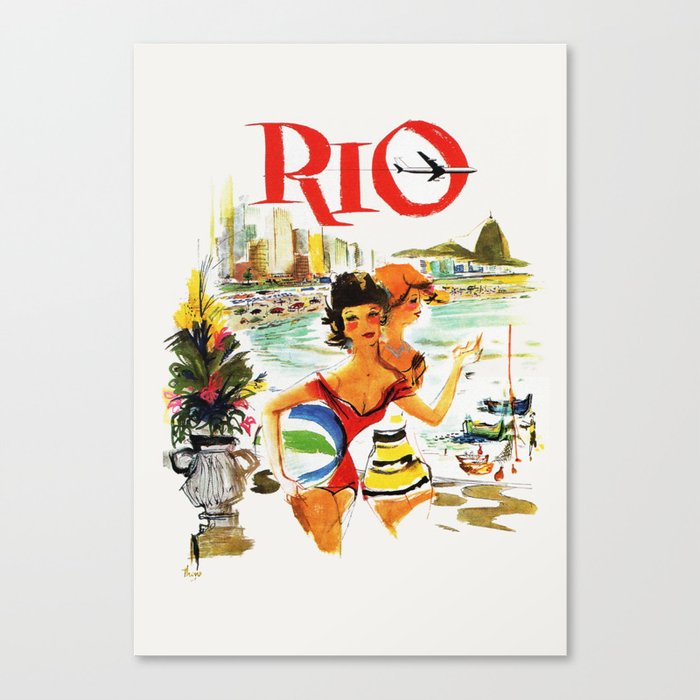 Rio de Janeiro Vintage Travel Poster 1930s / Travel Art Poster / Rio Wall Art / Brazil Canvas Print