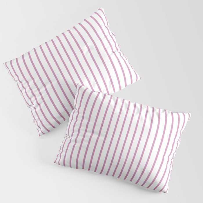 Princess Pink Pinstripe on White Pillow Sham