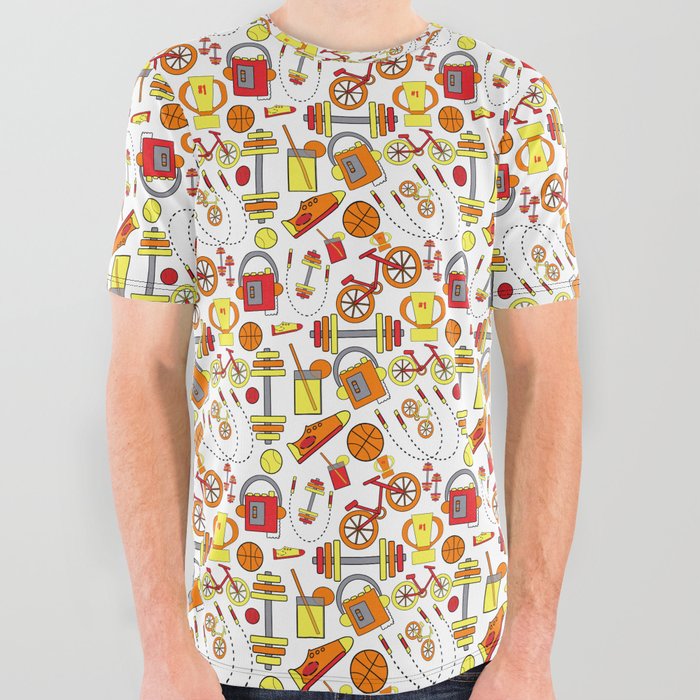 white red yellow graphic tee