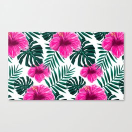 pink tropical floral pattern Canvas Print
