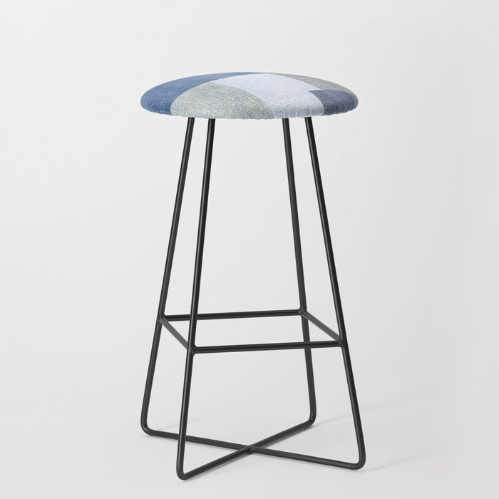 Blue Denim Blocks Bar Stool