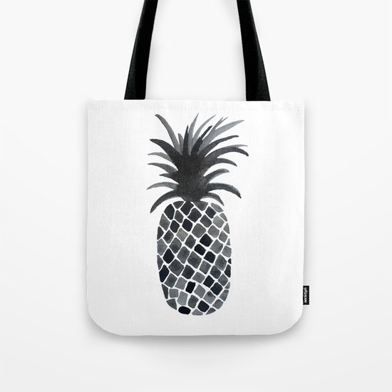 Black and White Pineapple Tote Bag
