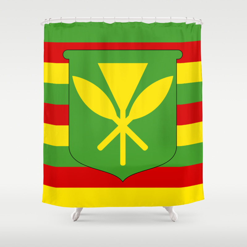 Hawaiian Kanaka Maoli Flag- Ku Kia'i Mauna Kea Aloha Aina Shower Curtain Set 
