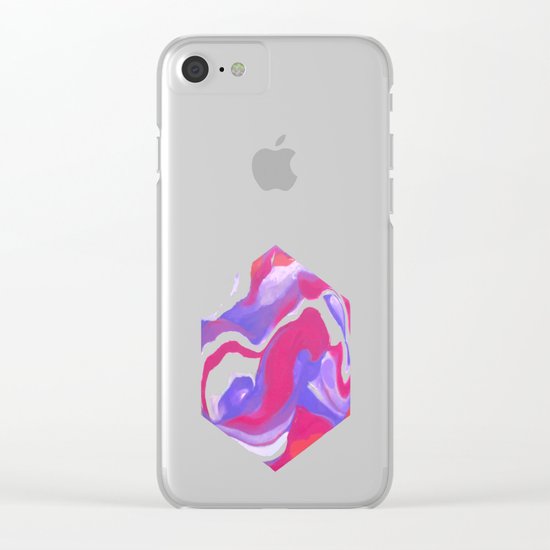 Marbling Purple Hexagon Clear iPhone Case